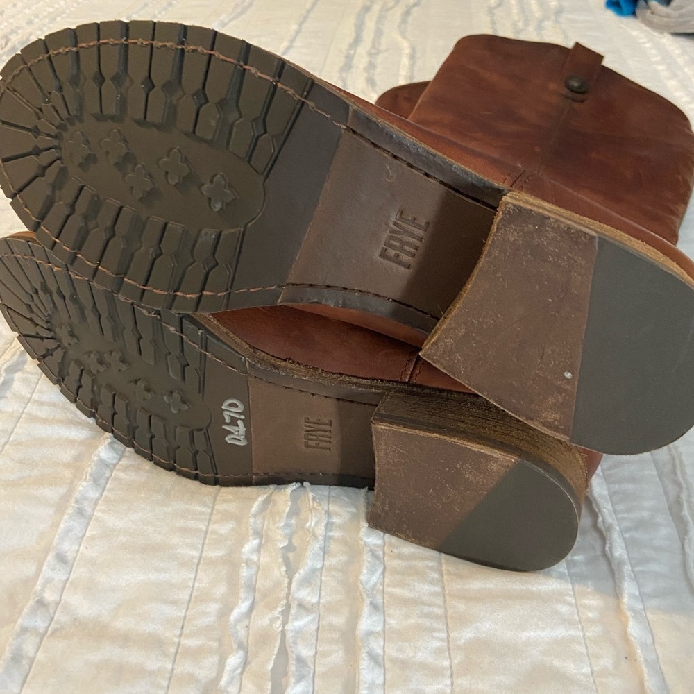 Frye Melissa Brown Leather Knee High Riding Boots